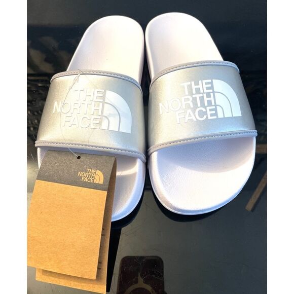 The North Face Base Camp Slide III Metallic Silver Slip-On Sandals WMS SZ 6 New - Picture 1 of 9
